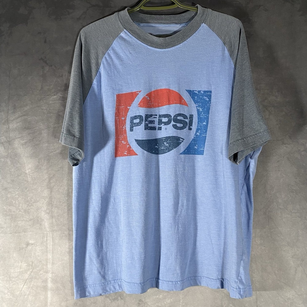 Pepsi Globe Logo Distressed Graphic T-Shirt XL Blue Y2K 2011 Soda Pop Promo Tee
